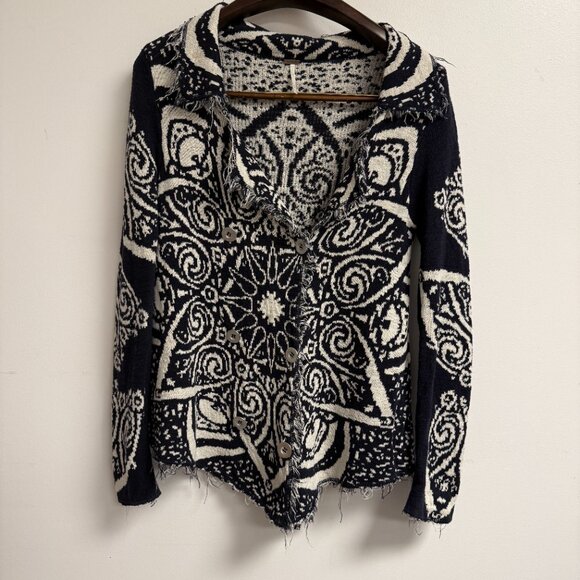 Free People Smitten Kitten Slouchy Mandala Boho Cardigan Medium - Picture 3 of 11